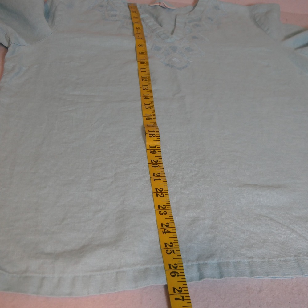 JM Collection Womens Tunic 18 Blue Linen Coastal Grandmother Embroidered Sequin - Picture 4 of 5